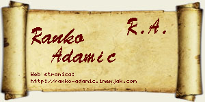 Ranko Adamić vizit kartica